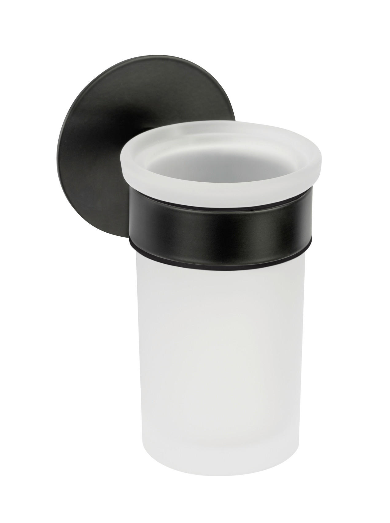 ZAHNPUTZBECHER MELETO  - Schwarz/Weiß, KONVENTIONELL, Glas/Metall (7/12/10cm) - Schöner Wohnen