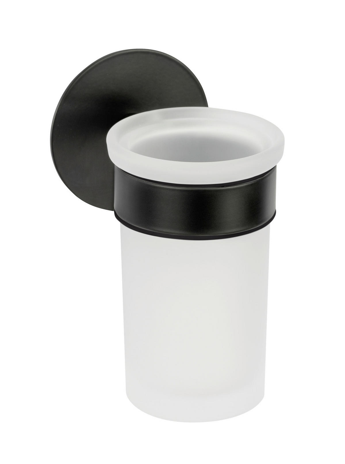 ZAHNPUTZBECHER MELETO  - Schwarz/Weiß, KONVENTIONELL, Glas/Metall (7/12/10cm) - Schöner Wohnen