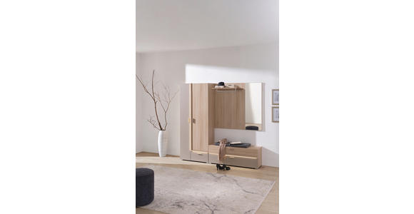 GARDEROBE 3-teilig in 198/194/38 cm - Eiche Bianco/Grau, Design, Glas/Holzwerkstoff (198/194/38cm) - Voleo