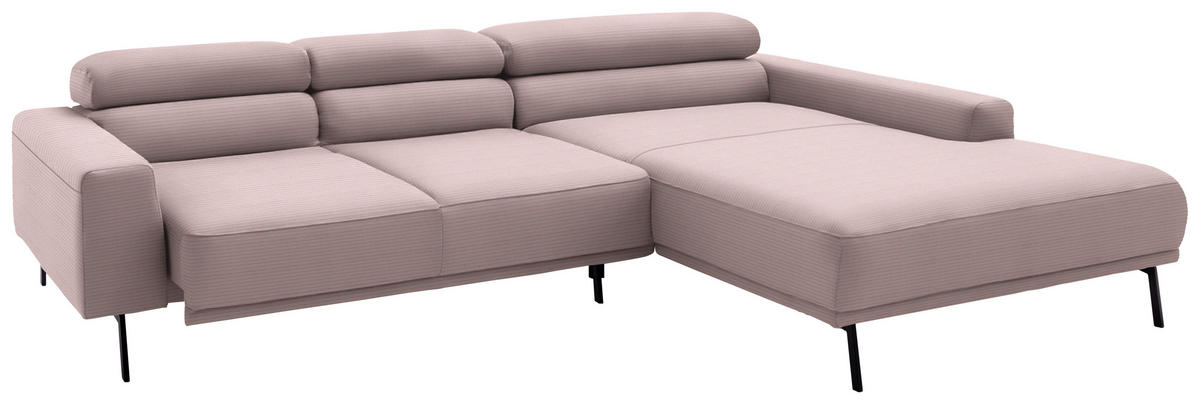 ECKSOFA Cord Rosa  - Schwarz/Rosa, Design, Textil/Metall (293/215-217cm) - Schöner Wohnen