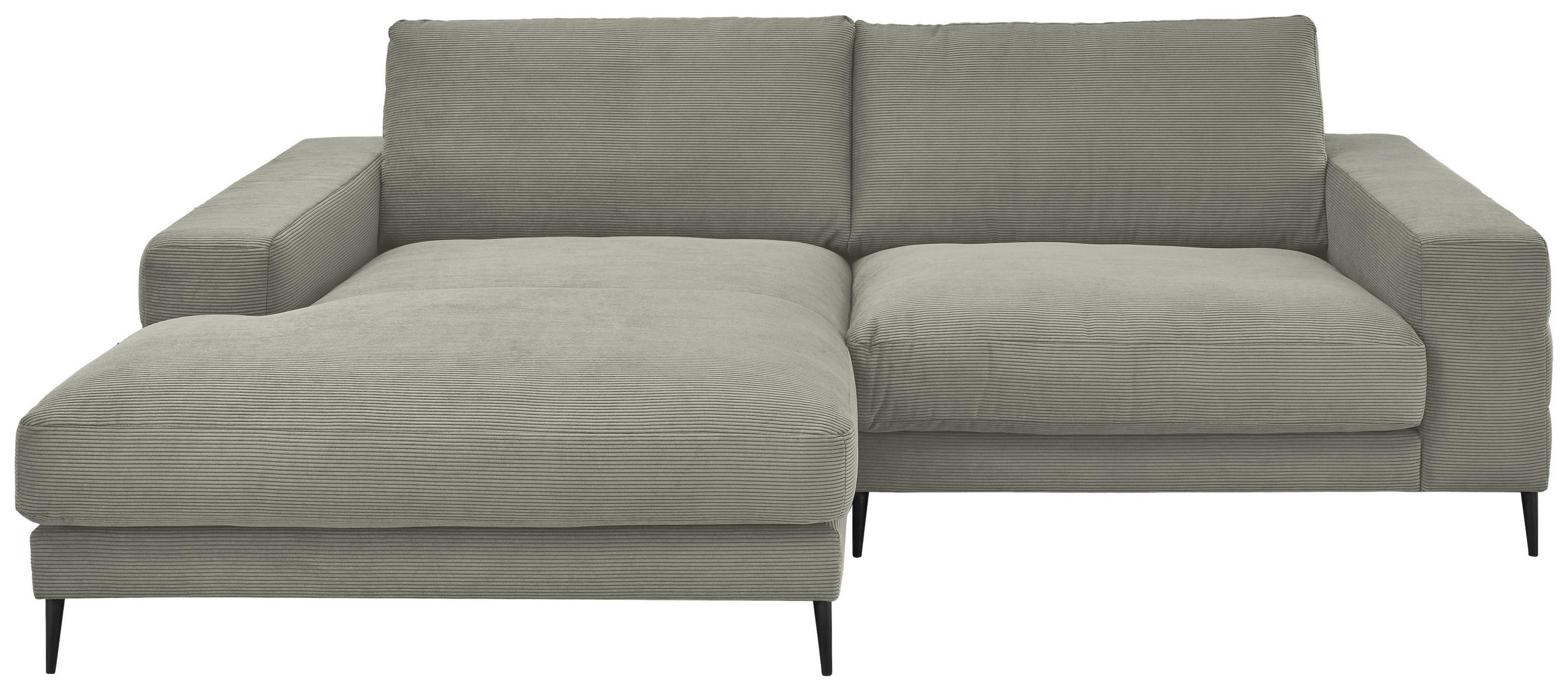 ECKSOFA in Feincord Grau  - Schwarz/Grau, Design, Textil/Metall (177/253cm) - Dieter Knoll