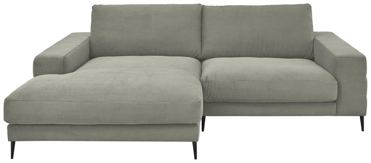ECKSOFA Badia Base Grau Feincord  - Schwarz/Grau, Design, Textil/Metall (177/253cm) - Dieter Knoll