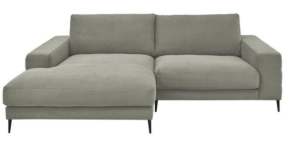 ECKSOFA in Feincord Grau  - Schwarz/Grau, Design, Textil/Metall (177/253cm) - Dieter Knoll