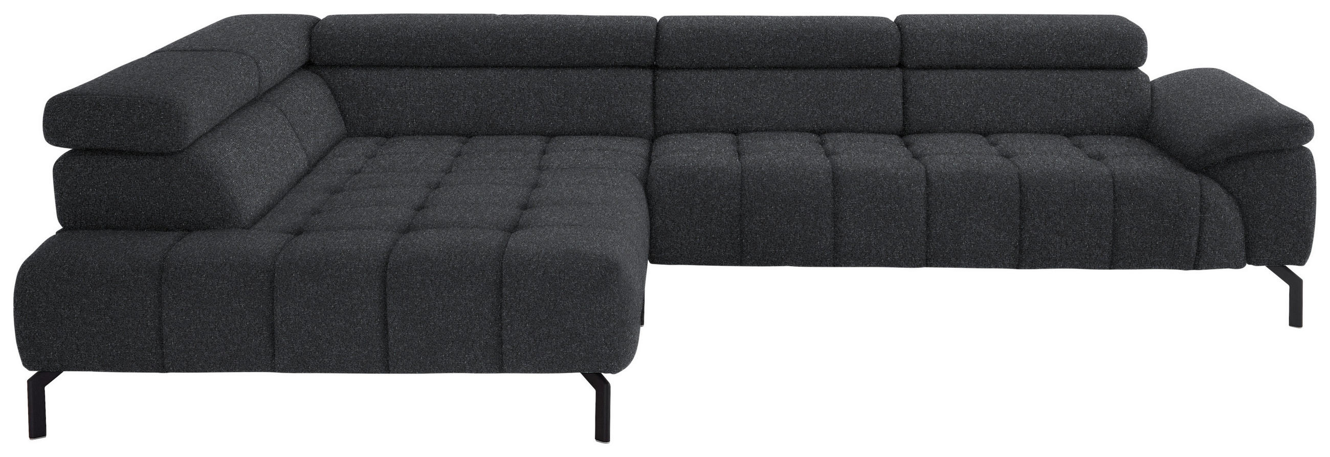 ECKSOFA in Chenille Anthrazit  - Anthrazit/Schwarz, Design, Textil/Metall (222/323cm) - Beldomo Style