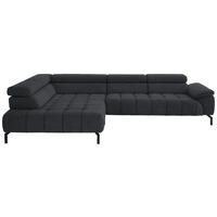 ECKSOFA in Chenille Anthrazit  - Anthrazit/Schwarz, Design, Textil/Metall (222/323cm) - Beldomo Style