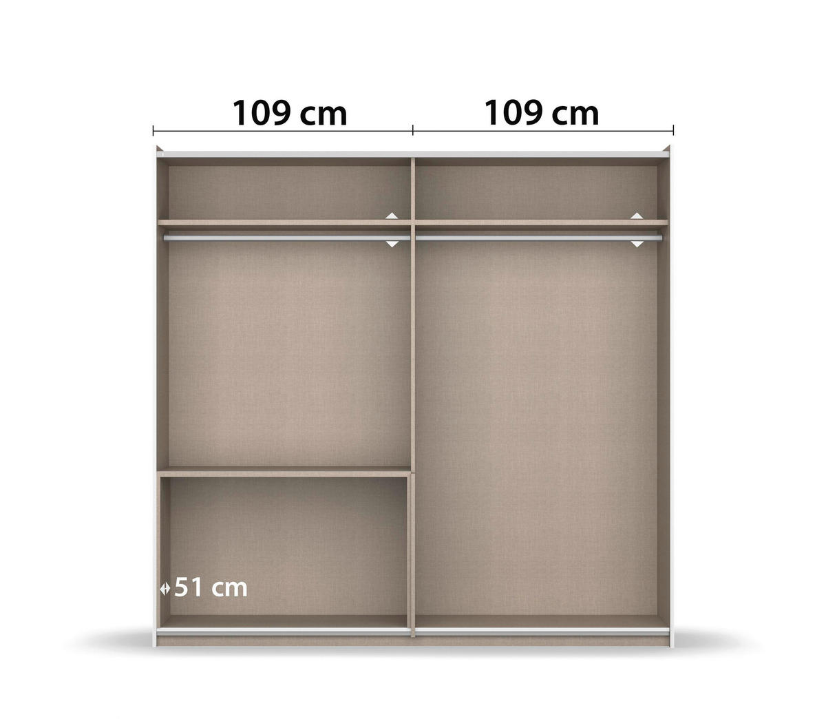 SCHWEBETÜRENSCHRANK 218/210/59 cm 2-türig Weiß  - Alufarben/Weiß, Design, Holzwerkstoff/Metall (218/210/59cm) - Rauch Möbel