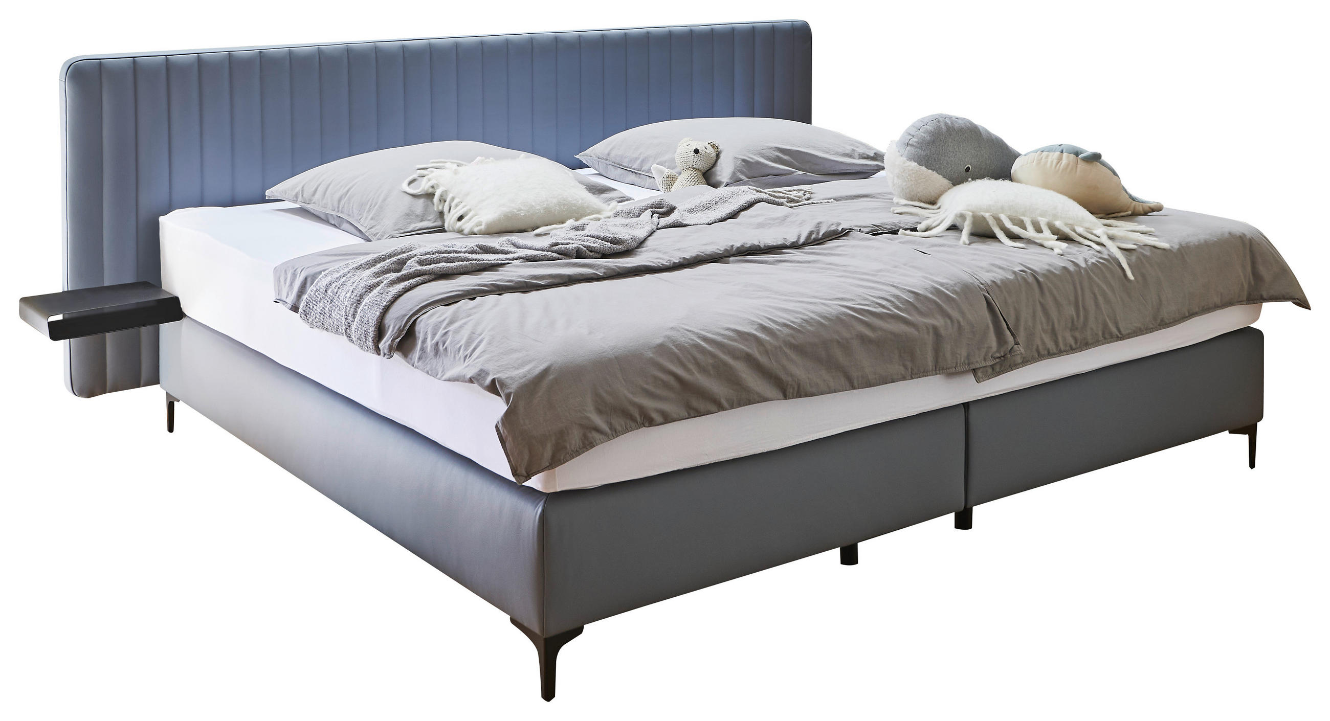BOXSPRINGBETT 240/220 cm  in Blaugrau  - Blaugrau/Schwarz, KONVENTIONELL, Textil/Metall (240/220cm) - Novel