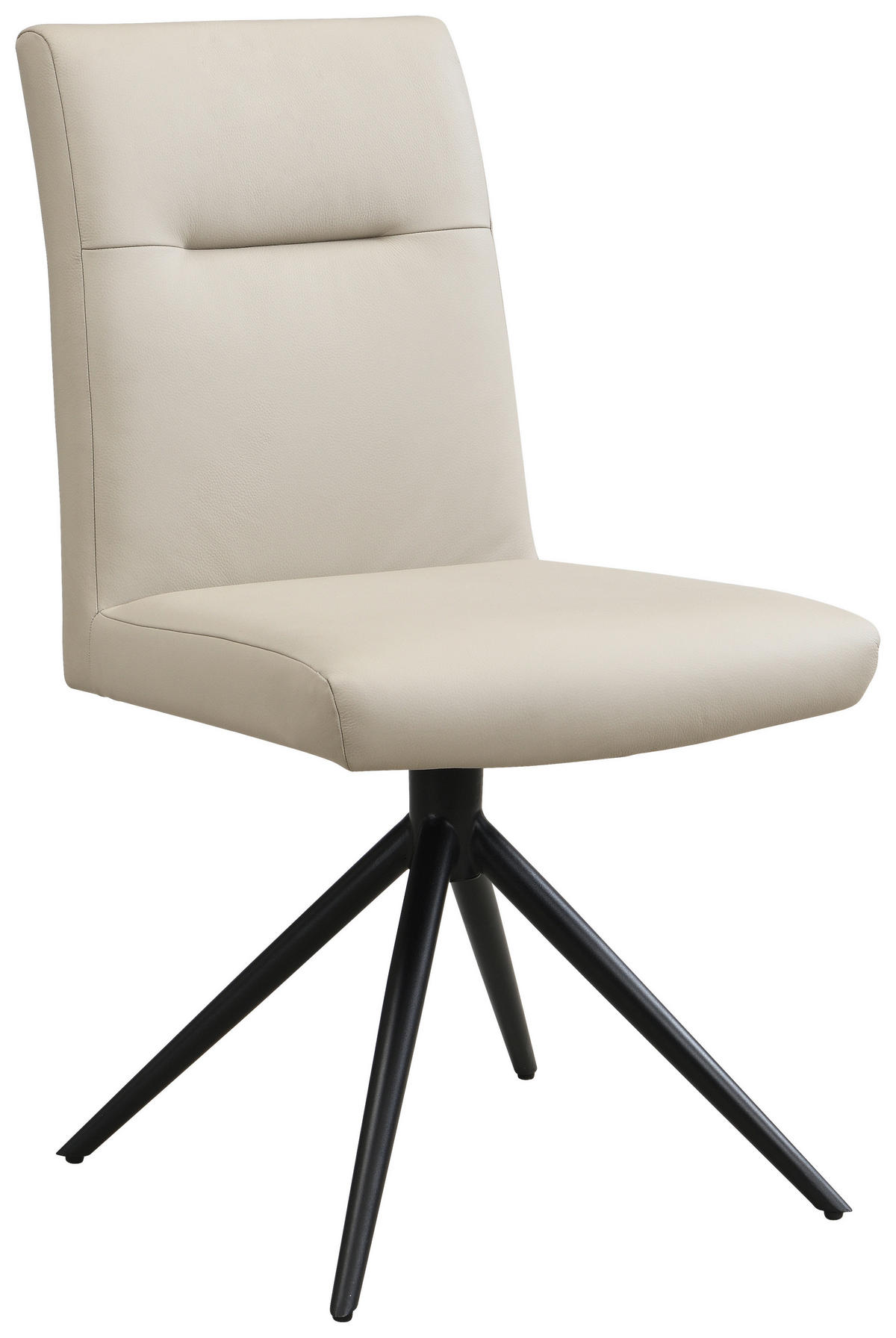 STUHL Echtleder Schwarz, Beige  - Beige/Schwarz, Trend, Leder/Metall (47/89/62cm) - Novel