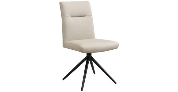 STUHL Echtleder Schwarz, Beige  - Beige/Schwarz, Trend, Leder/Metall (47/89/62cm) - Novel