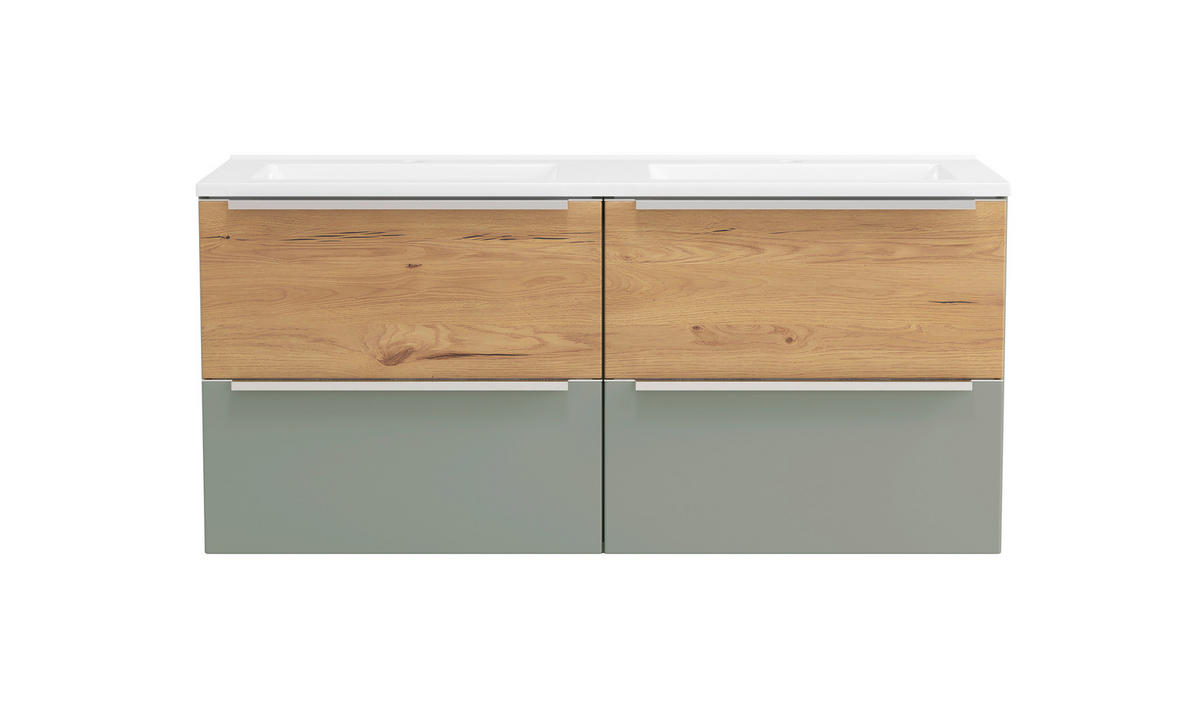 BADEZIMMER  in 120 cm  - Schilfgrün/Wildeiche, Trend, Glas/Holzwerkstoff (120cm) - Held