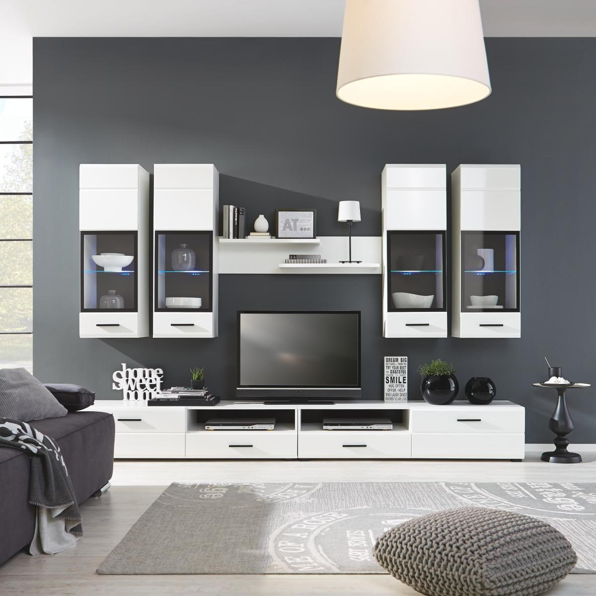 HYLLKOMBINATION  i svart, vit  280/190/45 cm  - vit/svart, Modern, trämaterial/trä (280/190/45cm) - Based