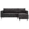 ECKSOFA in Cord Graphitfarben  - Schwarz/Graphitfarben, Design, Textil/Metall (223/151cm) - Livetastic