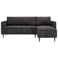ECKSOFA in Cord Graphitfarben  - Schwarz/Graphitfarben, Design, Textil/Metall (223/151cm) - Livetastic