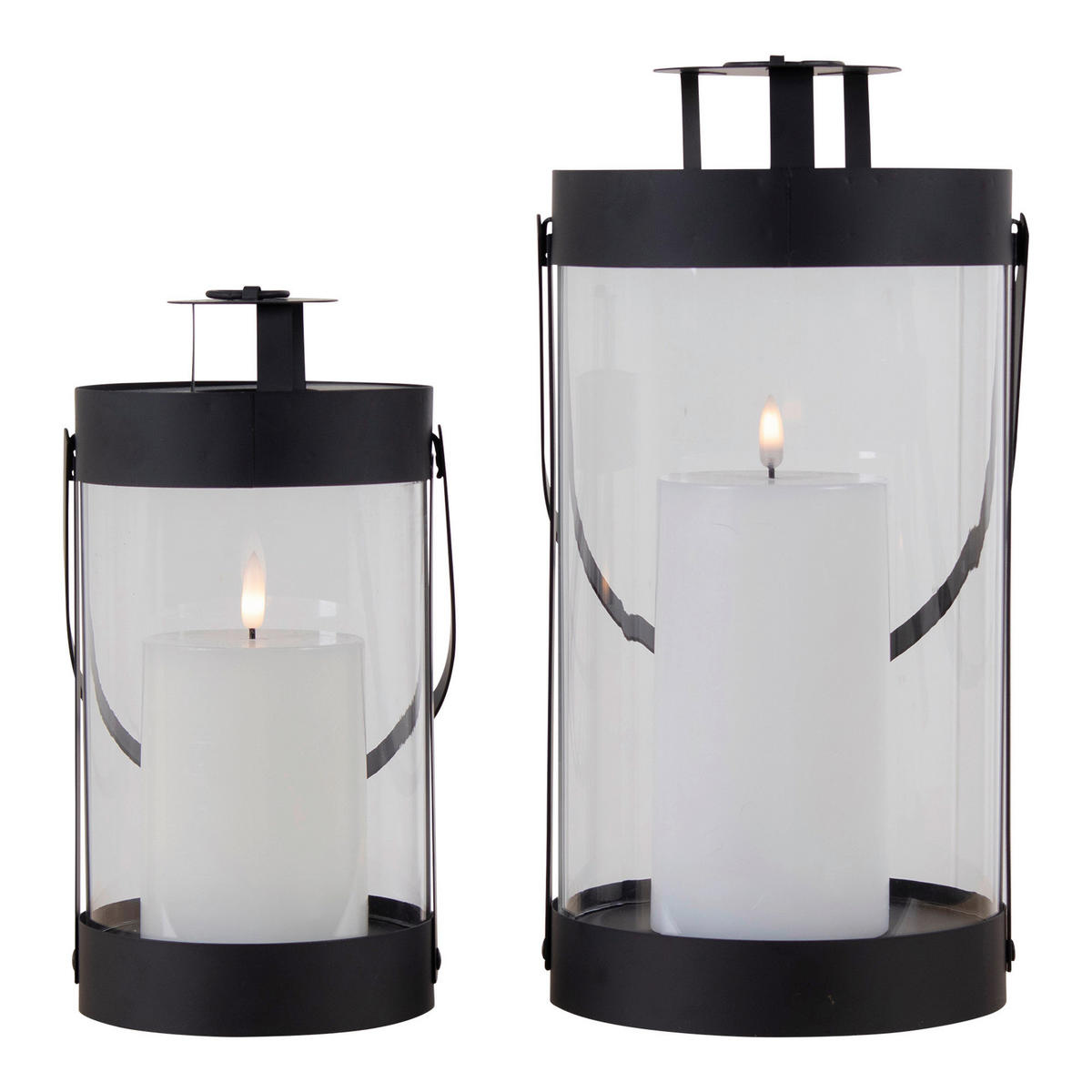 LYKTSET - klar/svart, Design, metall/glas (12/24/12cm)