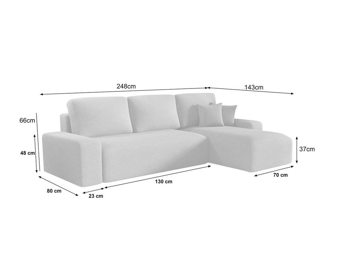 ECKSOFA  in Bouclé Creme  - Creme/Schwarz, MODERN, Kunststoff/Textil (248/143cm) - Xora