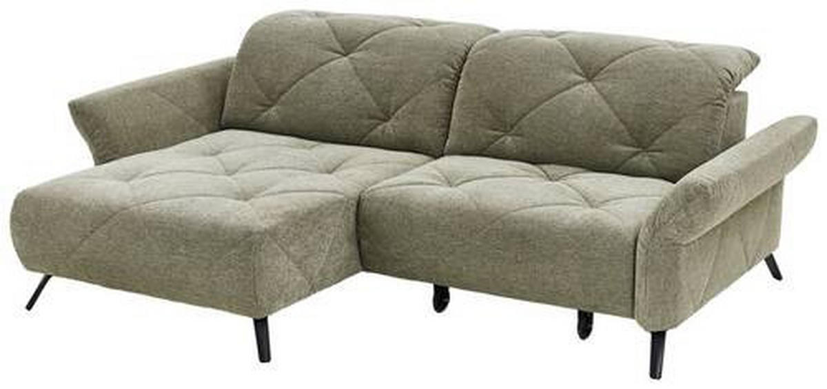 ECKSOFA in Webstoff Grün  - Schwarz/Grün, Design, Textil/Metall (173/244cm) - Moderano
