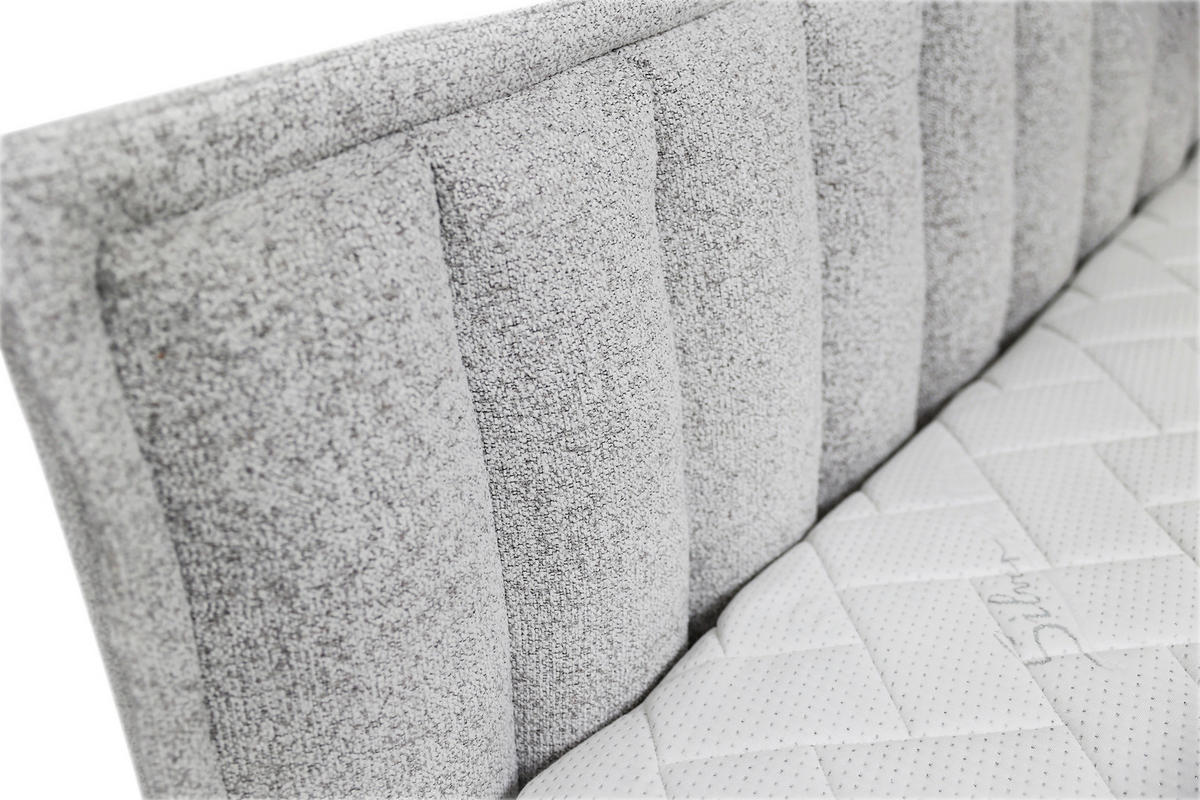 BOXBETT 180/200 cm,  in Hellgrau, Matratze, Lattenrost, Bettkasten, H2 = mittel  - Hellgrau/Schwarz, Design, Holz/Holzwerkstoff (180/200cm) - home24