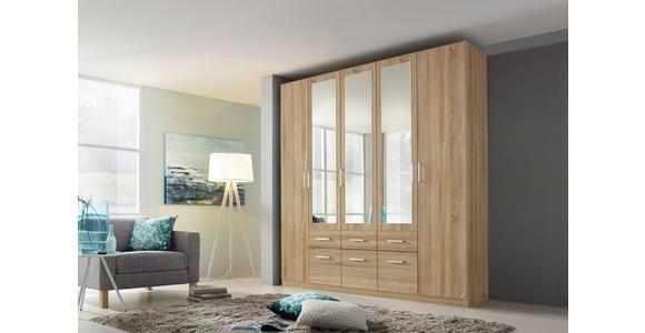 DREHTÜRENSCHRANK 5-türig Sonoma Eiche - Alufarben/Sonoma Eiche, Basics, Holzwerkstoff/Kunststoff (226/229/54cm) - Xora