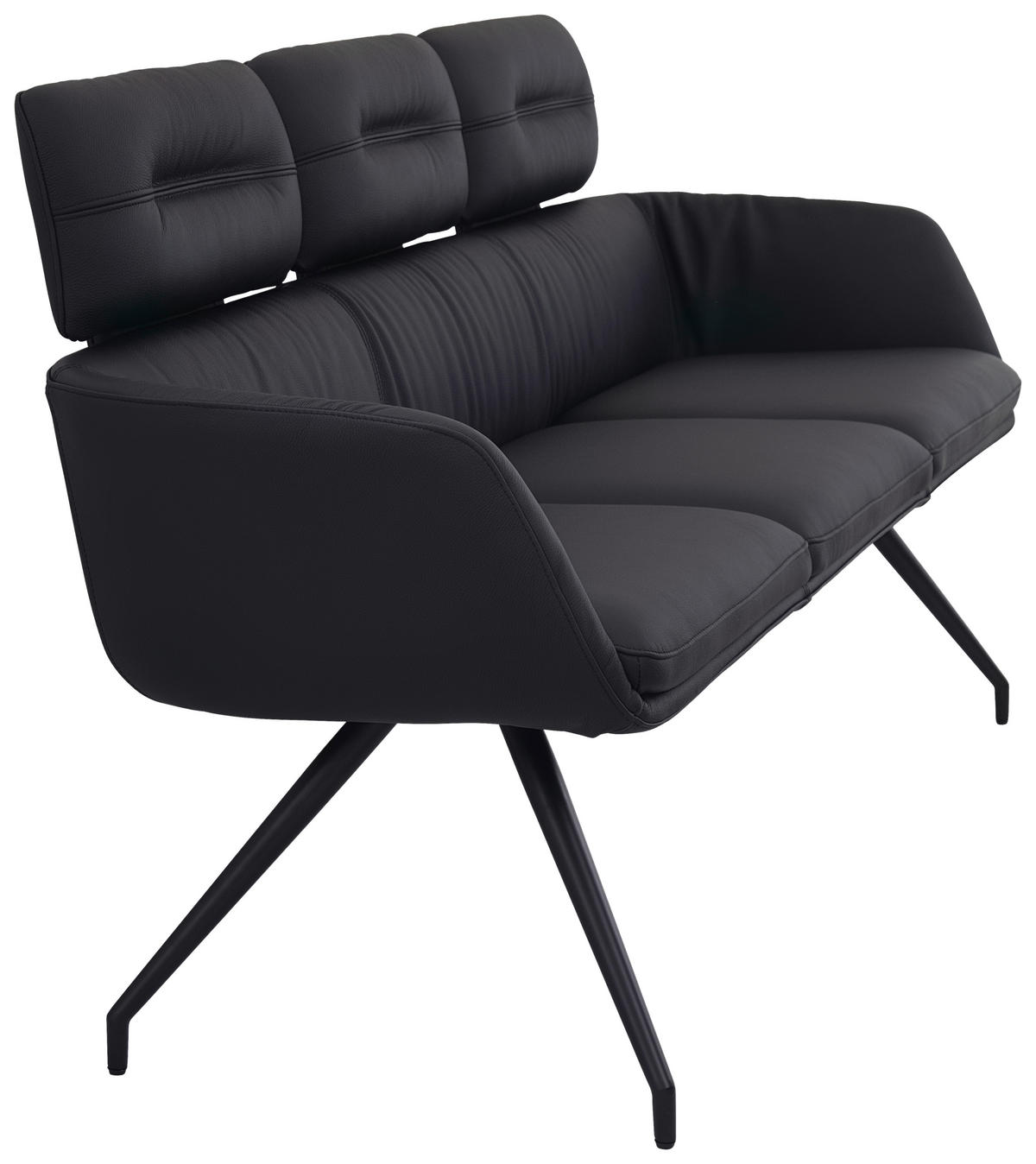SITZBANK Metall, Leder Schwarz  - Schwarz, Design, Leder/Metall (185/91/70cm) - Dieter Knoll