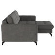 ECKSOFA in Flachgewebe, Leinenoptik Dunkelgrau  - Dunkelgrau/Schwarz, Design, Textil/Metall (242/170cm) - Xora