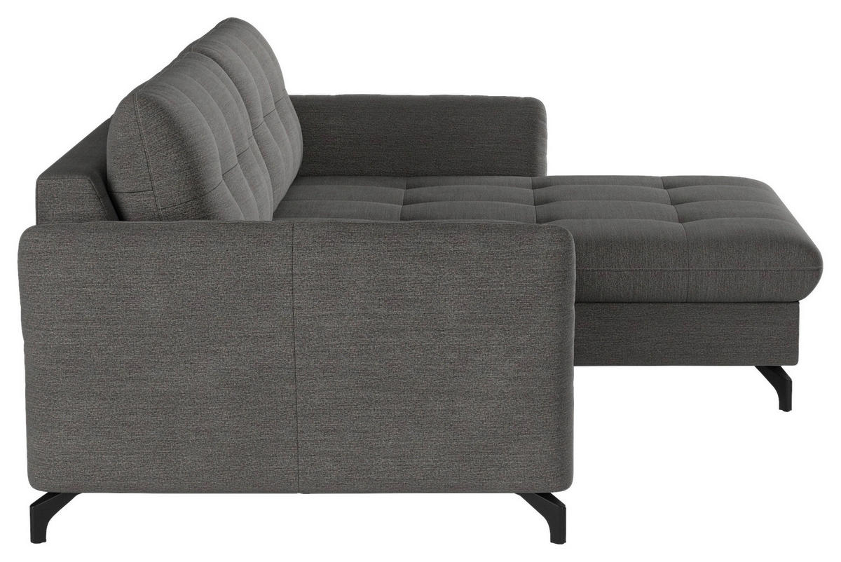 ECKSOFA in Flachgewebe, Leinenoptik Dunkelgrau  - Dunkelgrau/Schwarz, Design, Textil/Metall (242/170cm) - Xora