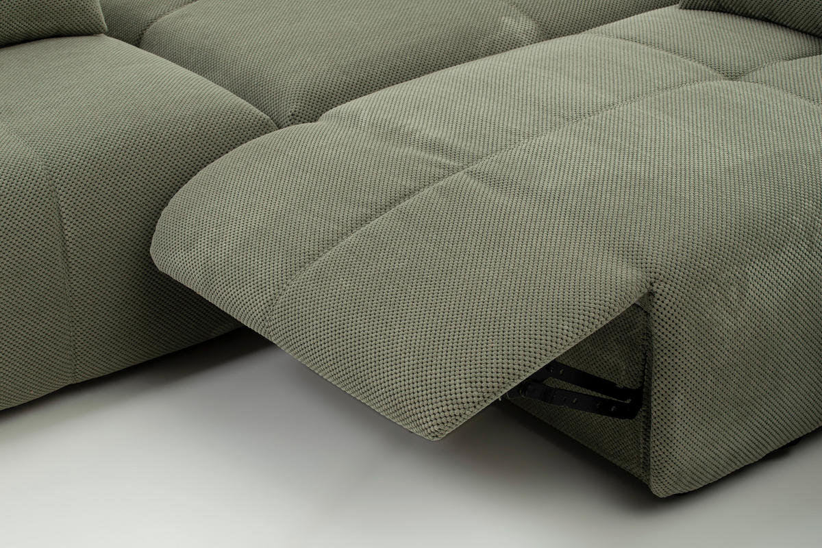 ECKSOFA in Velours Olivgrün  - Schwarz/Olivgrün, Design, Kunststoff/Textil (326/236cm) - Xora