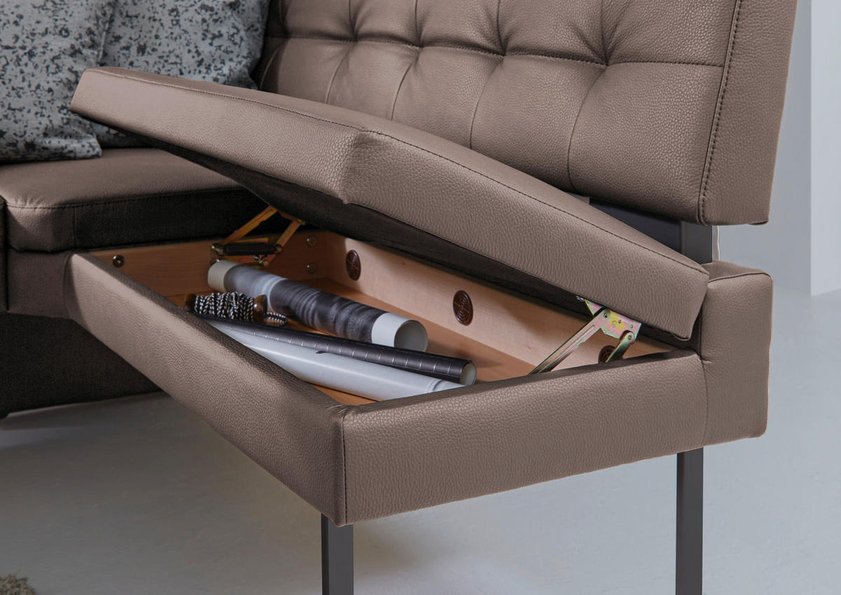 ECKBANK 200/158 cm Mikrofaser Braun   - Schwarz/Braun, Design, Textil/Metall (200/158cm) - Dieter Knoll