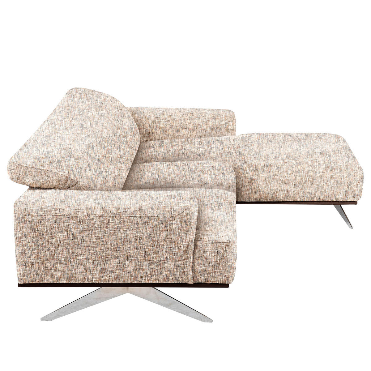 ECKSOFA PORTLAND in Struktur Blau, Gelb, Rot, Weiß Kopfteilverstellung  295/187 cm  - Chromfarben/Blau, Design, Holz/Textil (295/187cm) - Livetastic