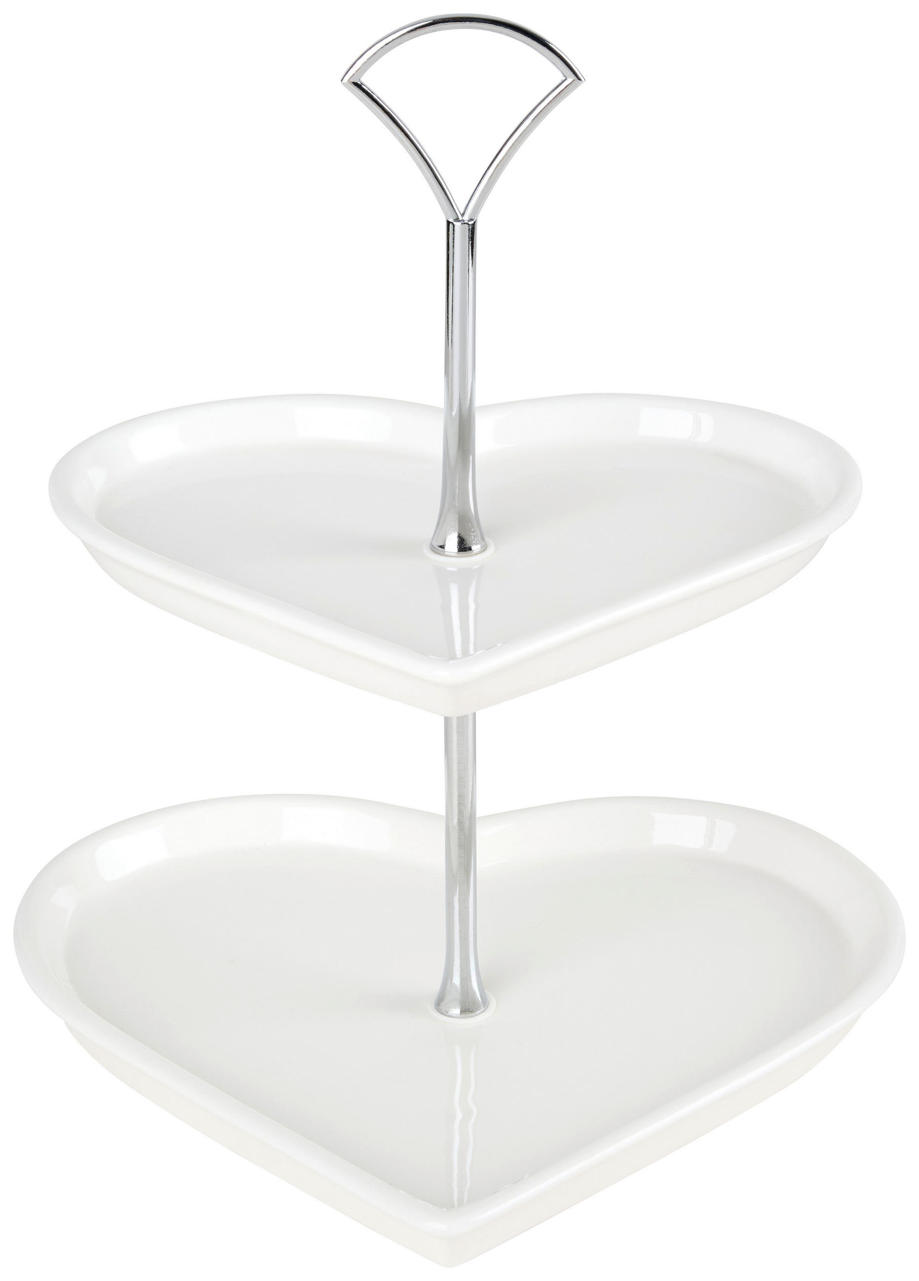 ETAGERE 2-stöckig - Edelstahlfarben/Weiß, Basics, Keramik/Metall (22,5/20/26cm)