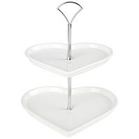 ETAGERE 2-stöckig - Edelstahlfarben/Weiß, Basics, Keramik/Metall (22,5/20/26cm)