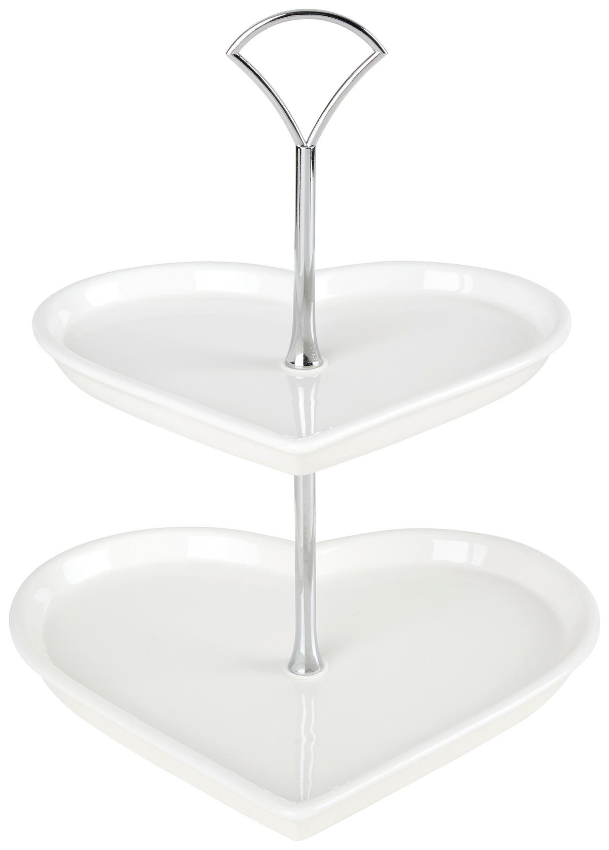 ETAGERE 2-stöckig - Edelstahlfarben/Weiß, Basics, Keramik/Metall (22,5/20/26cm)