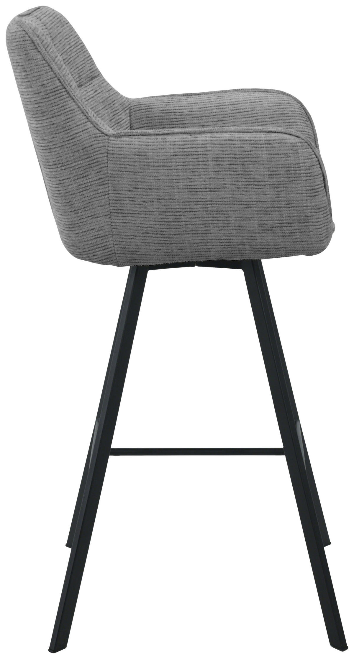 BARHOCKER Struktur Grau, Schwarz Eisen Sitzfläche 180° drehbar, automatische Rückholfunktion  - Schwarz/Grau, Design, Textil/Metall (55/108/58,5cm) - Carryhome