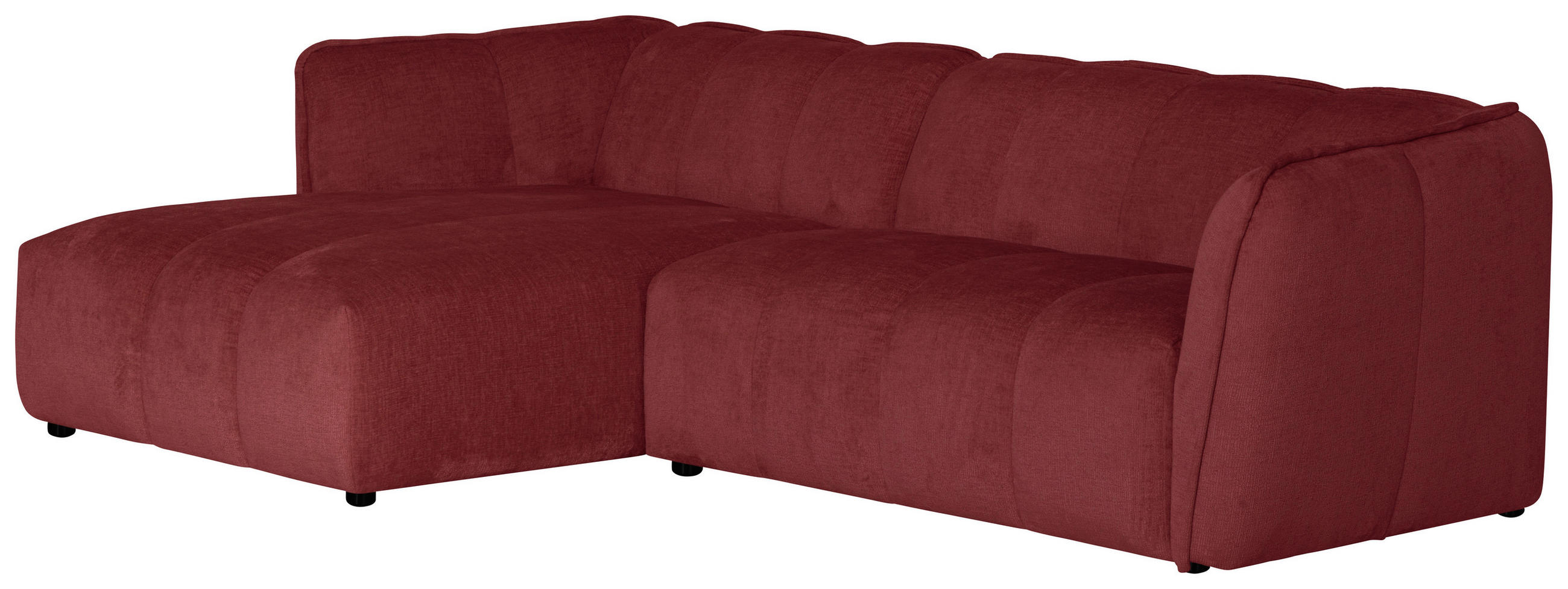 ECKSOFA LIVOLI in Chenille Bordeaux  160/246 cm  - Bordeaux/Schwarz, Design, Textil (160/246cm) - MID.YOU