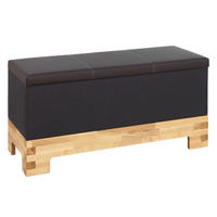 TRUHENBANK 121/61/45,5 cm Lederlook, Webstoff Braun, Grau, Eichefarben Wildeiche massiv  - Eichefarben/Braun, Design, Holz/Textil (121/61/45,5cm) - Linea Natura