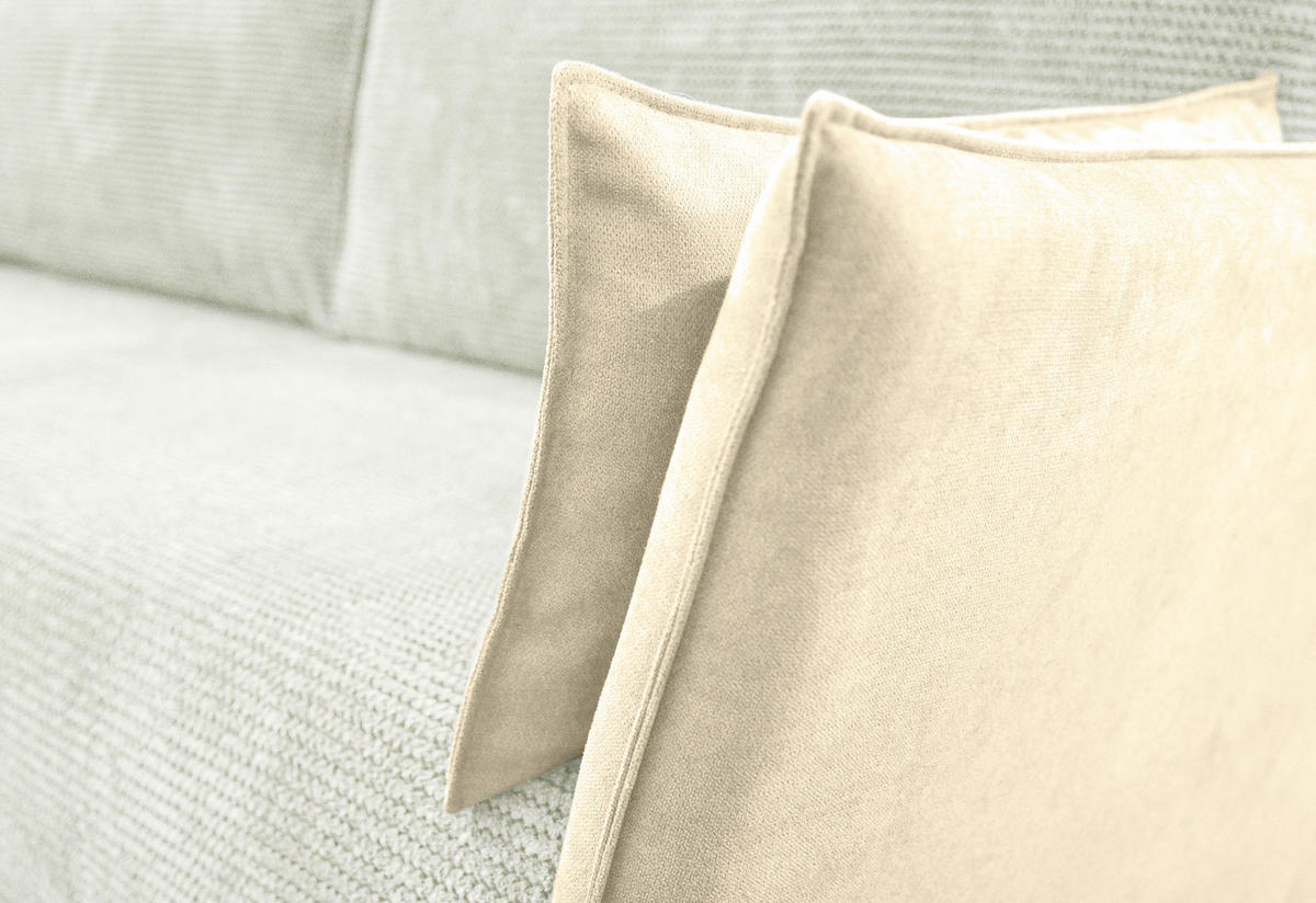 SCHLAFSOFA Cord, Flachgewebe Creme, Weiß  - Creme/Schwarz, KONVENTIONELL, Textil/Metall (223/72/100cm) - Carryhome