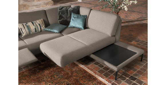 ECKSOFA in Flachgewebe, Struktur Hellbraun  - Hellbraun/Anthrazit, Design, Textil/Metall (254/230cm) - Ambiente