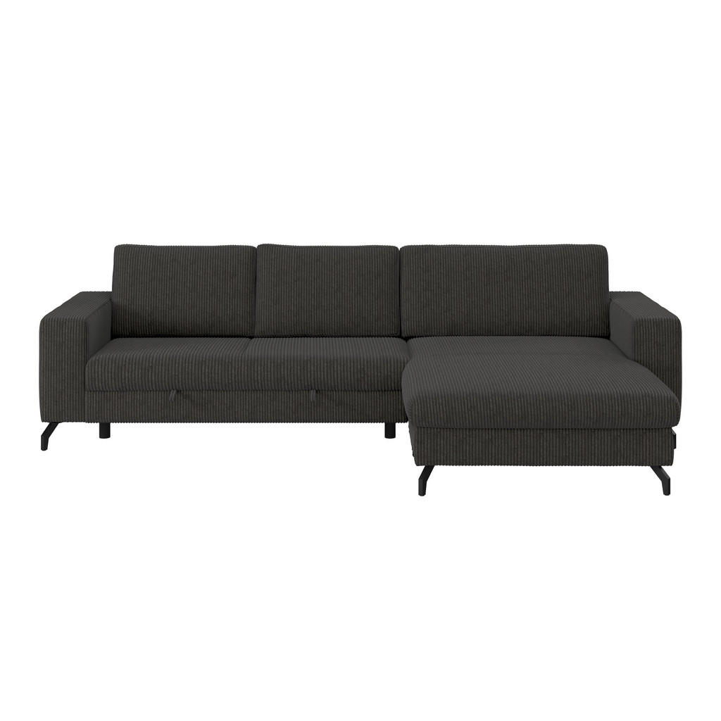 Ecksofa mit Schlaffunktion & Bettkasten Cloud Grau Cord