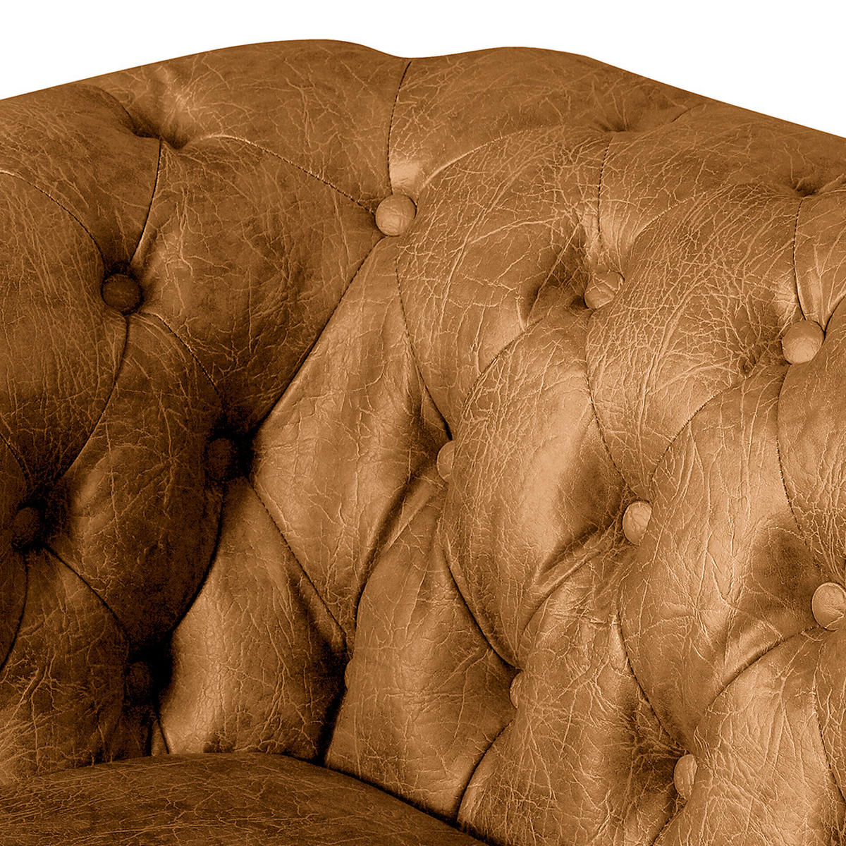 SESSEL in Lederlook Cognac  - Cognac/Braun, Design, Holz/Textil (104/72/86cm) - P & B