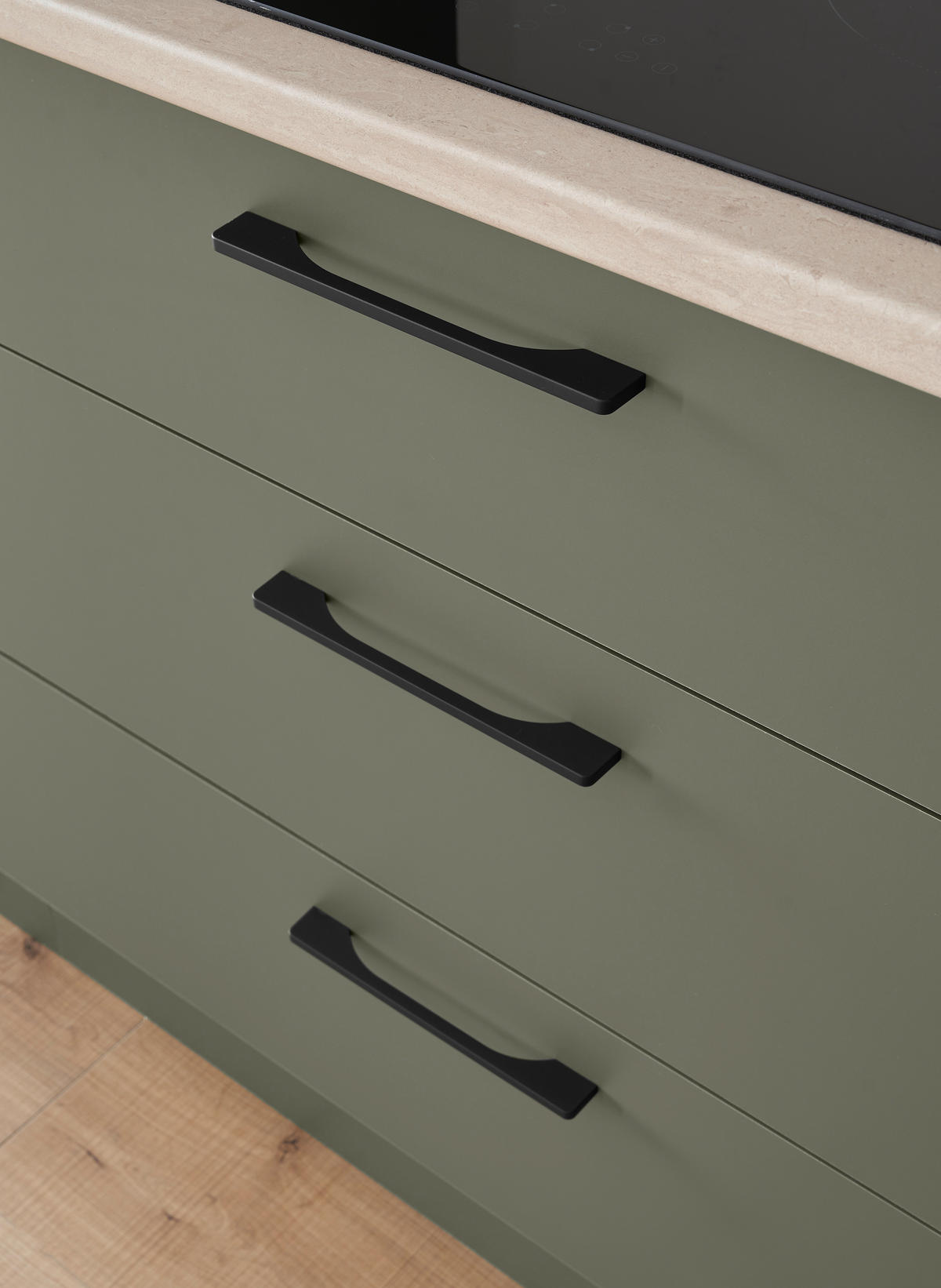 KÜCHENBLOCK 260 cm   in Grün, Mintgrün  - Beige/Schwarz, Design, Holzwerkstoff/Metall (260cm) - MID.YOU