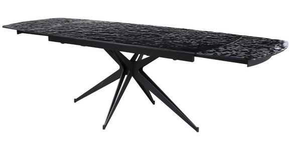 ESSTISCH in Metall, Glas 180-260/95/76 cm - Schwarz, Design, Glas/Metall (180-260/95/76cm) - Novel