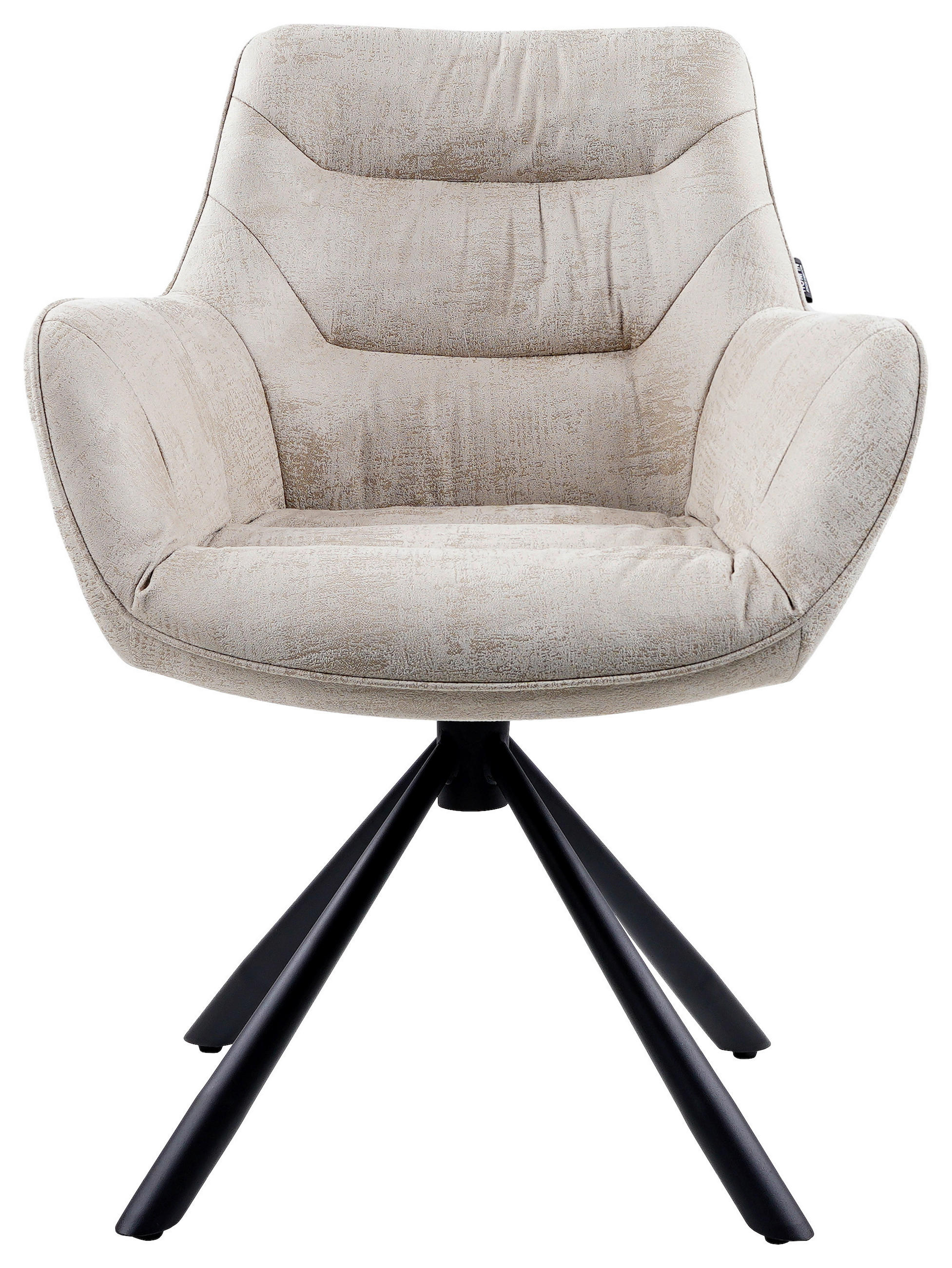 ARMLEHNSTUHL  in Eisen Struktur  - Beige/Schwarz, Design, Textil/Metall (62/83,5/63cm) - Hom`in