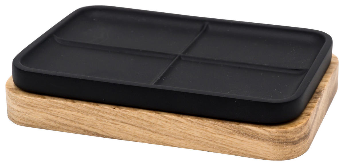 MISKA NA MYDLO prírodná farba, čierna - čierna/prírodná farba, Basics, drevo/plast (13,1/2,3/8,5cm) - Sadena