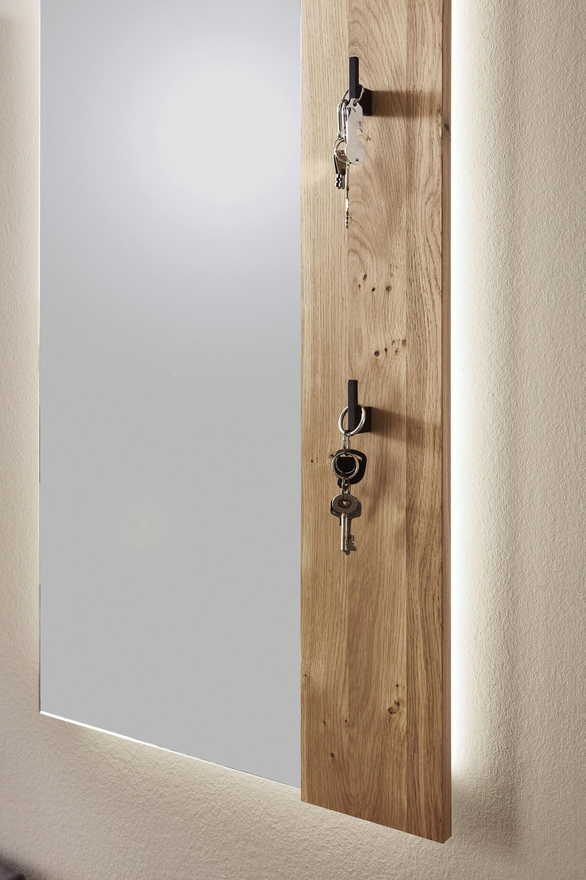 GARDEROBE  in 168,9/195,6/41 cm  - Eichefarben/Schwarz, Design, Glas/Holz (168,9/195,6/41cm) - Valdera
