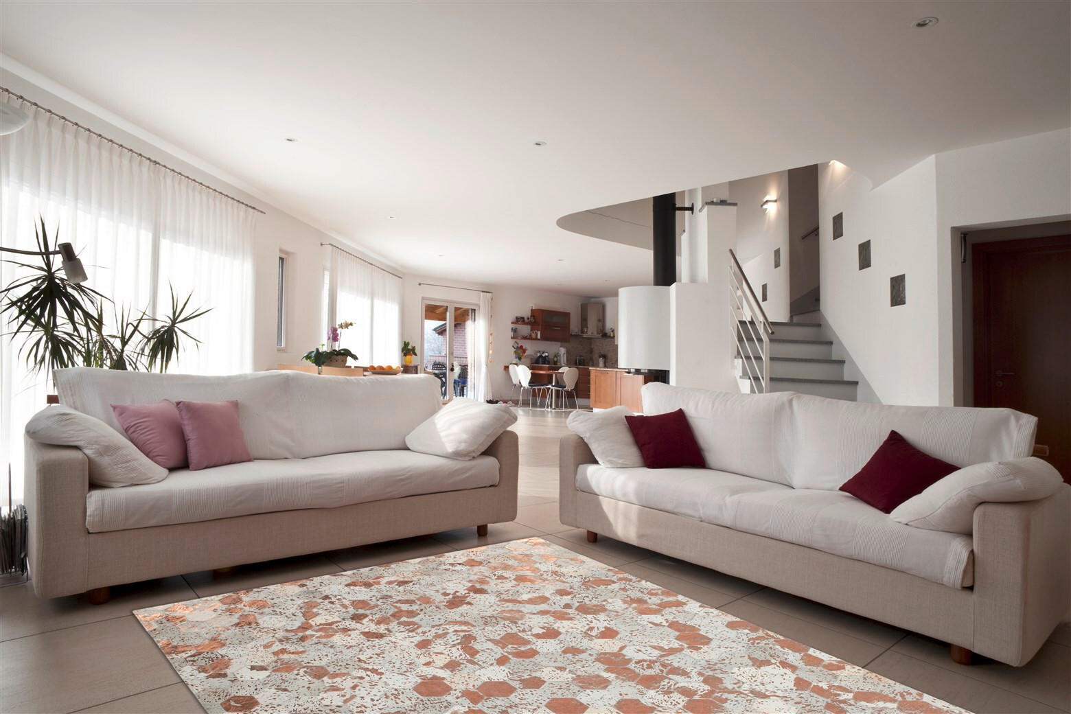 FLACHWEBETEPPICH 120/170 cm Spark 210 Elfenbein / Chrom Creme, Roségold  - Roségold/Creme, Design, Leder/Textil (120/170cm) - Novel