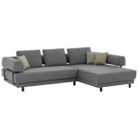 ECKSOFA Grau Flachgewebe Rückenkissen, Rücken echt  - Schwarz/Grau, Design, Textil/Metall (279/202cm) - Stylife