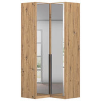 ECKKLEIDERSCHRANK 100/229/102 cm Eiche Artisan, Silberfarben, Dunkelgrau  - Dunkelgrau/Silberfarben, MODERN, Glas/Holzwerkstoff (100/229/102cm) - Rauch Möbel