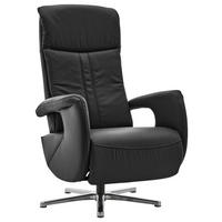 RELAXSESSEL Echtleder Relaxfunktion, Kopfteilverstellung    - Chromfarben/Schwarz, Design, Leder/Metall (71/110/83cm) - Beldomo Speed