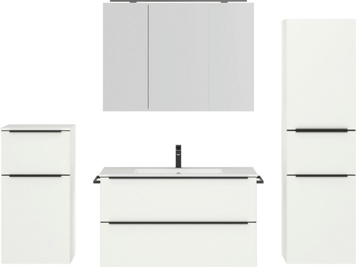 BADEZIMMER 5-teilig  in 191 cm  - Schwarz/Weiß, MODERN, Glas/Holzwerkstoff (191cm) - Nobilia