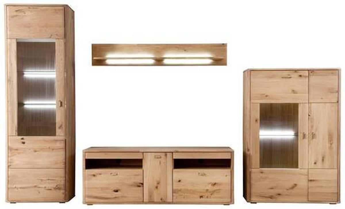 WOHNWAND  in Eichefarben 339/208/50 cm  - Eichefarben/Anthrazit, Design, Glas/Holz (339/208/50cm) - Livetastic