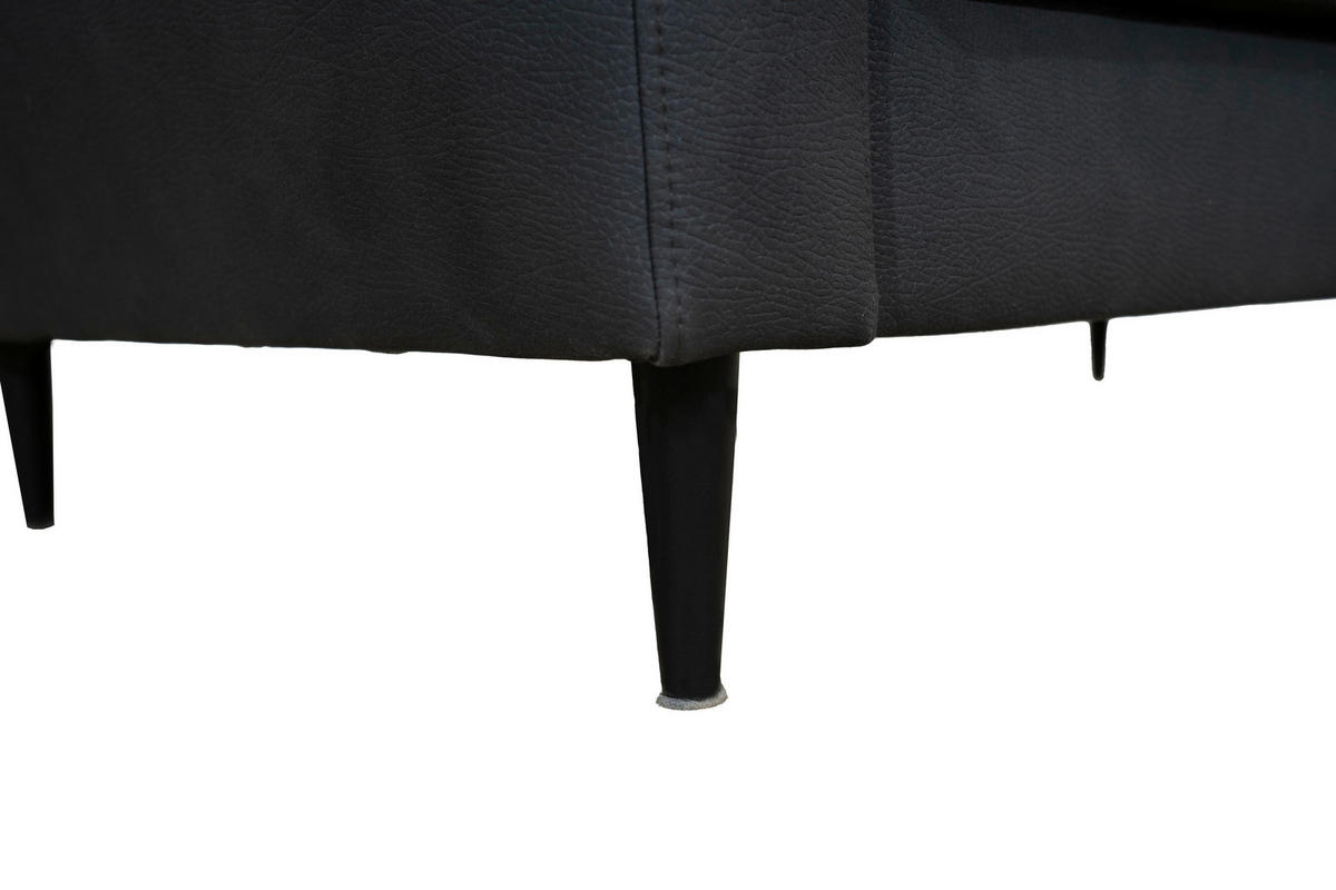 2-SITZER-SOFA Lederlook Grau  - Schwarz/Grau, KONVENTIONELL, Holz/Textil (164/96/86cm) - Carryhome